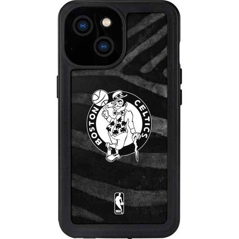 NBA Boston Celtics Black Animal Print iPhone 15 Waterproof Case