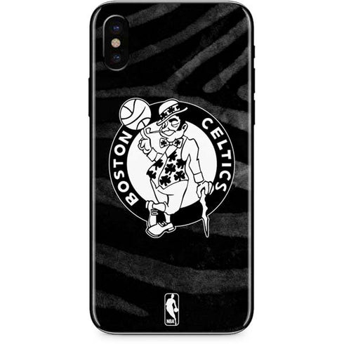 NBA Boston Celtics Black Animal Print iPhone X Skin