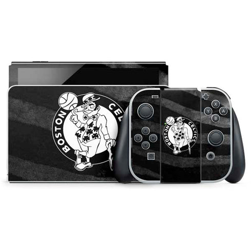 NBA Boston Celtics Black Animal Print Nintendo Switch OLED (2021) Skin