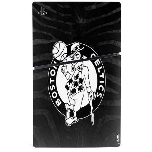 NBA Boston Celtics Black Animal Print PS5 Slim Disk Console Skin