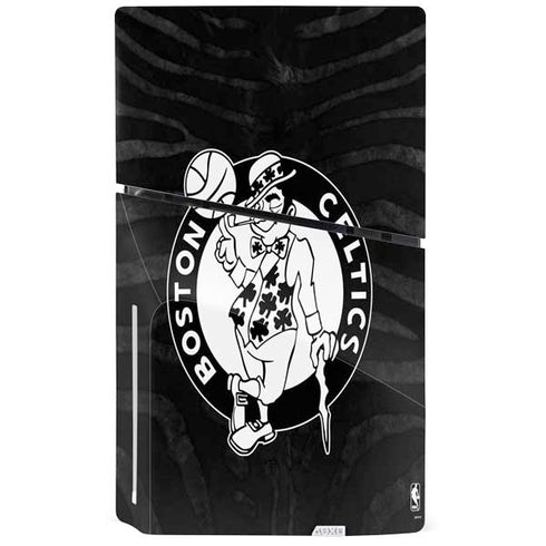 NBA Boston Celtics Black Animal Print PS5 Slim Disk Console Skin
