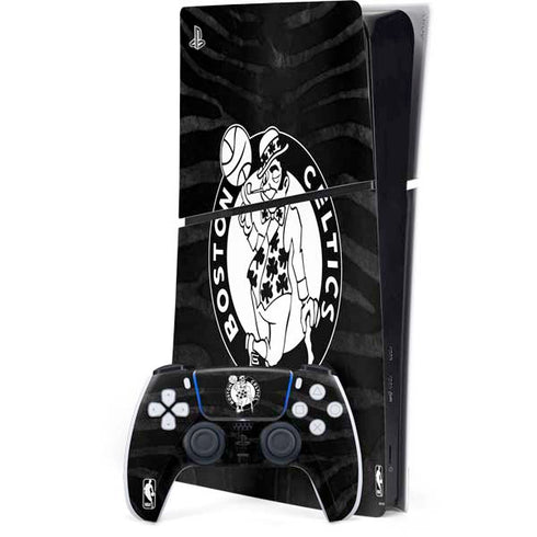 NBA Boston Celtics Black Animal Print PS5 Slim Digital Edition Bundle Skin