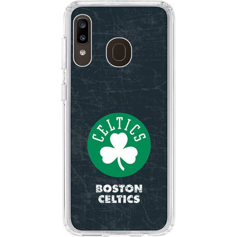 NBA Boston Celtics Black Secondary Logo Galaxy A20 Clear Case
