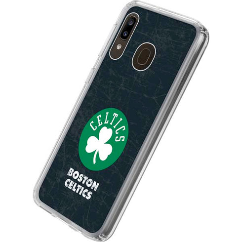 NBA Boston Celtics Black Secondary Logo Galaxy A20 Clear Case