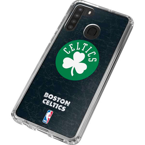 NBA Boston Celtics Black Secondary Logo Galaxy A21 Clear Case