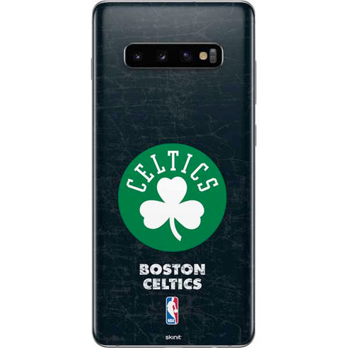 NBA Boston Celtics Black Secondary Logo Galaxy S10 Plus Skin