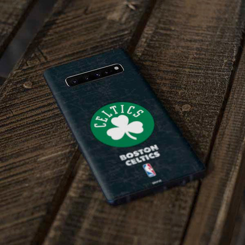 NBA Boston Celtics Black Secondary Logo Galaxy S10 Skin