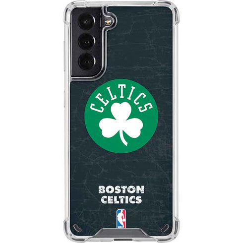 NBA Boston Celtics Black Secondary Logo Galaxy S21 5G Clear Case