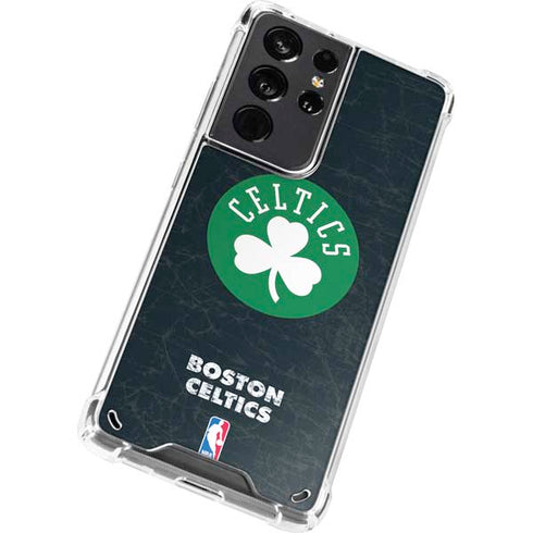 NBA Boston Celtics Black Secondary Logo Galaxy S21 Ultra 5G Clear Case
