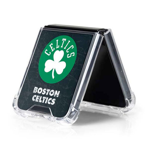 NBA Boston Celtics Black Secondary Logo Galaxy Z Flip5 5G Clear Case
