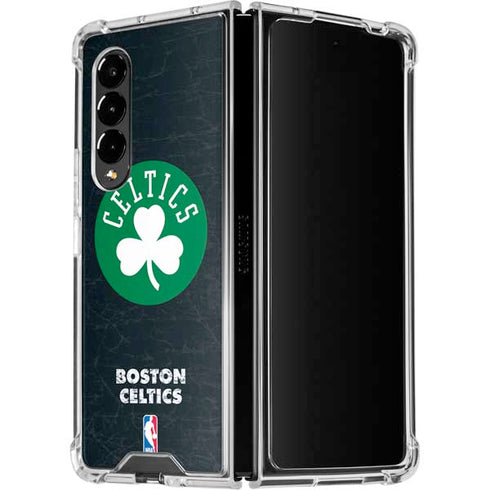 NBA Boston Celtics Black Secondary Logo Galaxy Z Fold4 5G Clear Case