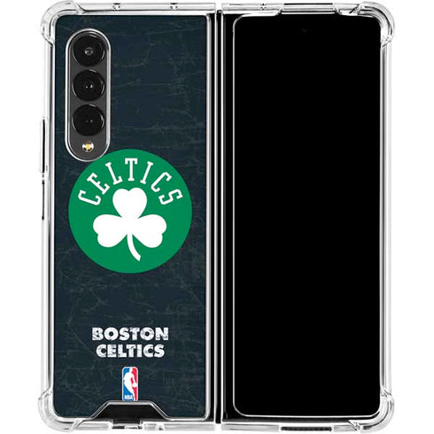 NBA Boston Celtics Black Secondary Logo Galaxy Z Fold4 5G Clear Case