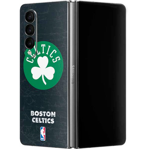 NBA Boston Celtics Black Secondary Logo Galaxy Z Fold4 5G Skin