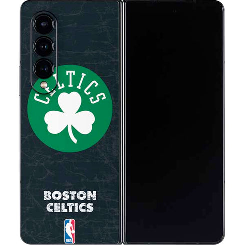 NBA Boston Celtics Black Secondary Logo Galaxy Z Fold4 5G Skin