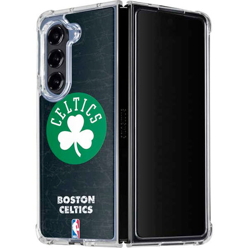 NBA Boston Celtics Black Secondary Logo Galaxy Z Fold5 5G Clear Case