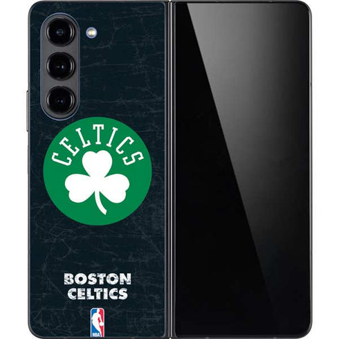 NBA Boston Celtics Black Secondary Logo Galaxy Z Fold5 5G Skin