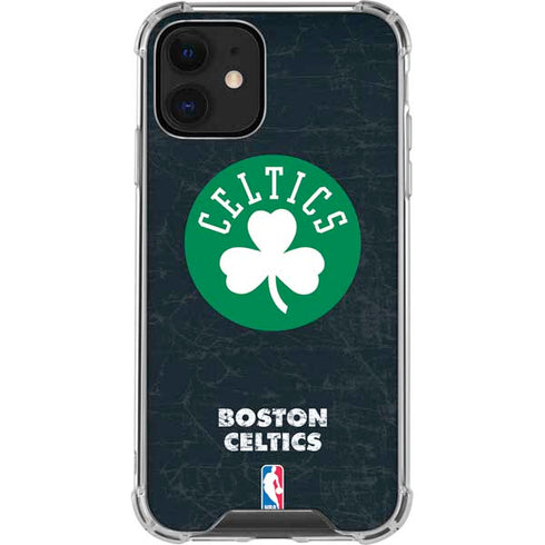NBA Boston Celtics Black Secondary Logo iPhone 12 Clear Case