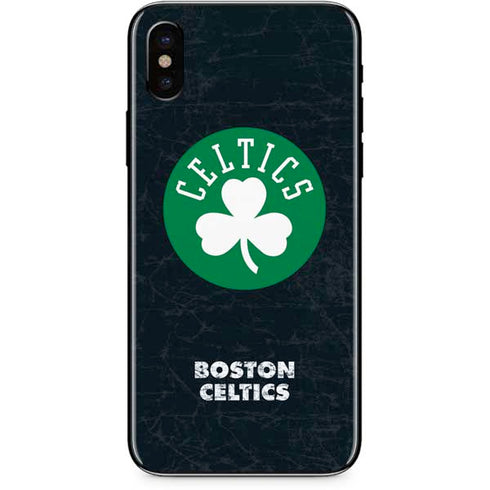 NBA Boston Celtics Black Secondary Logo iPhone XS Max Skin