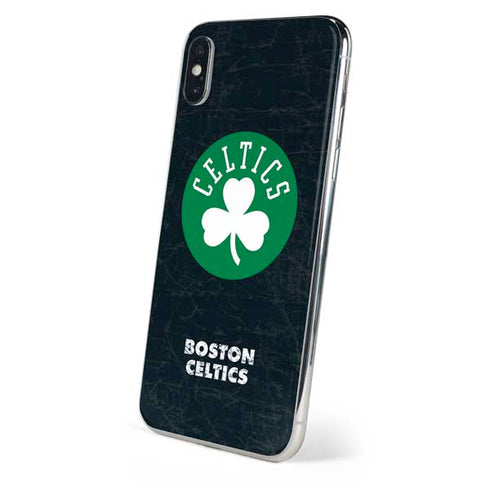 NBA Boston Celtics Black Secondary Logo iPhone XS Skin