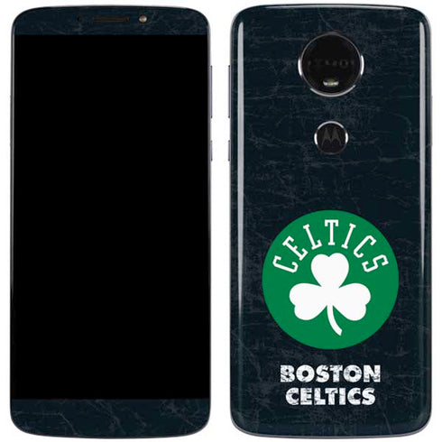 NBA Boston Celtics Black Secondary Logo Moto E5 Plus Skin