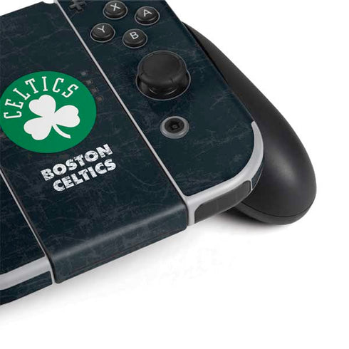 NBA Boston Celtics Black Secondary Logo Nintendo Switch OLED (2021) Skin