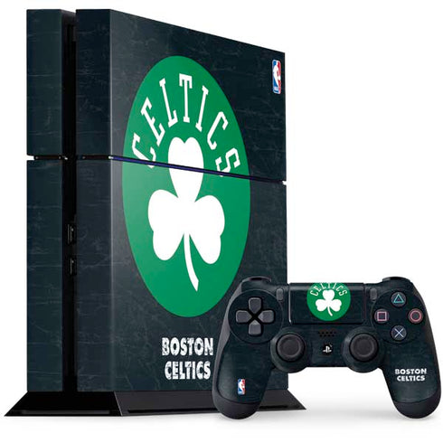NBA Boston Celtics Black Secondary Logo PS4 Console and Controller Bundle Skin
