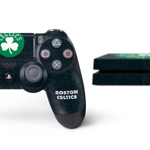 NBA Boston Celtics Black Secondary Logo PS4 Console and Controller Bundle Skin