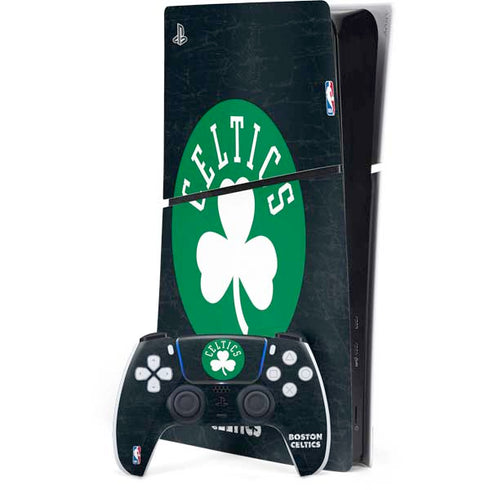 NBA Boston Celtics Black Secondary Logo PS5 Slim Digital Edition Console Skin