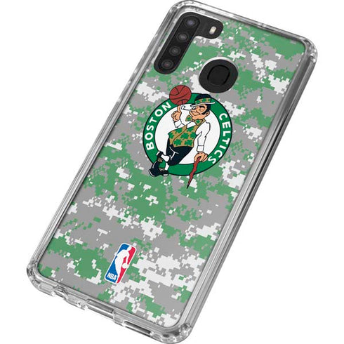 NBA Boston Celtics Digi Camo Galaxy A21 Clear Case