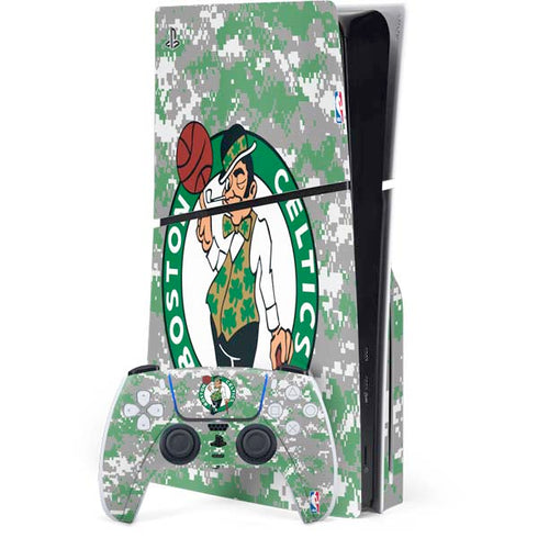 NBA Boston Celtics Digi Camo PS5 Slim Disk Bundle Skin