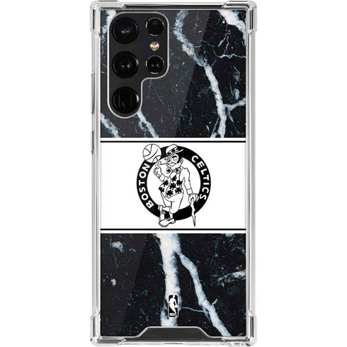 NBA Boston Celtics Marble Galaxy S22 Ultra Clear Case