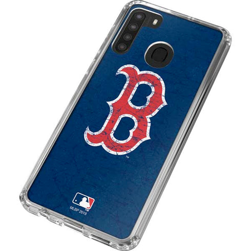 MLB Boston Red Sox - Solid Distressed Galaxy A21 Clear Case