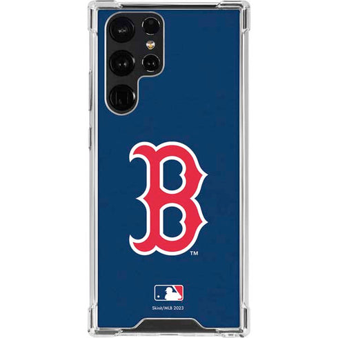 MLB Boston Red Sox - Solid Distressed Galaxy S22 Ultra Clear Case