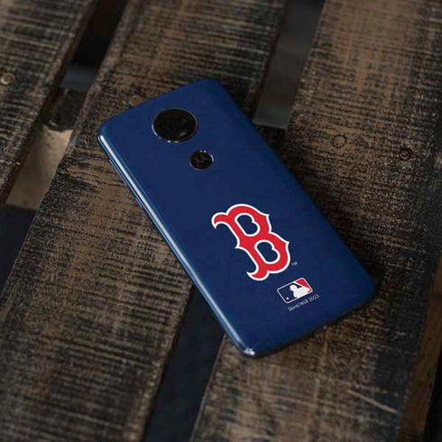 MLB Boston Red Sox - Solid Distressed Moto E5 Plus Skin