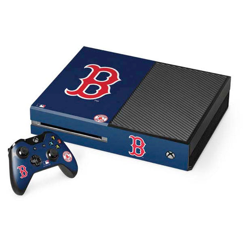 MLB Boston Red Sox - Solid Distressed Xbox One Console and Controller Bundle Skin