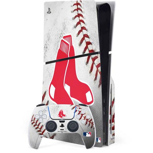 MLB Boston Red Sox Game Ball PS5 Slim Disk Bundle Skin