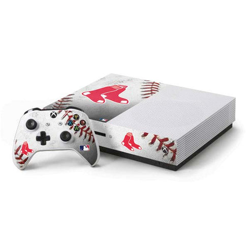 MLB Boston Red Sox Game Ball Xbox One S Console and Controller Bundle Skin