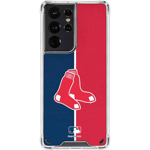 MLB Boston Red Sox Split Galaxy S21 Ultra 5G Clear Case