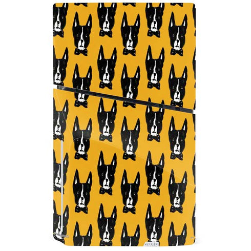 Bouffants and Broken Hearts Boston Terrier PS5 Slim Disk Console Skin
