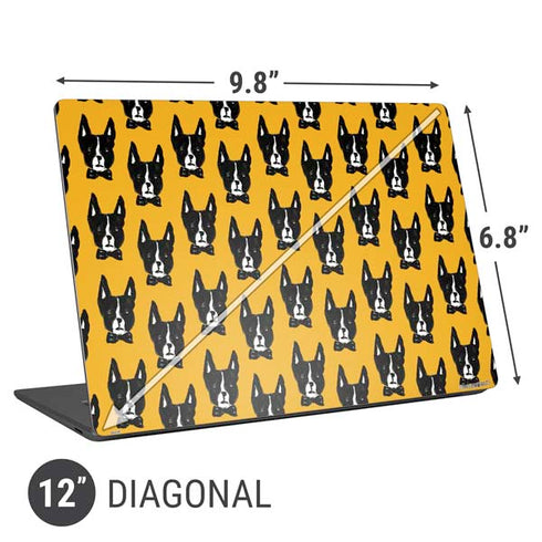 Bouffants and Broken Hearts Boston Terrier Universal Laptop 12in (9.8 x 6.8in) Skin