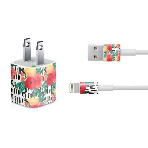 Bouffants and Broken Hearts Bouquets Print 3 iPhone Charger (5W USB) Skin