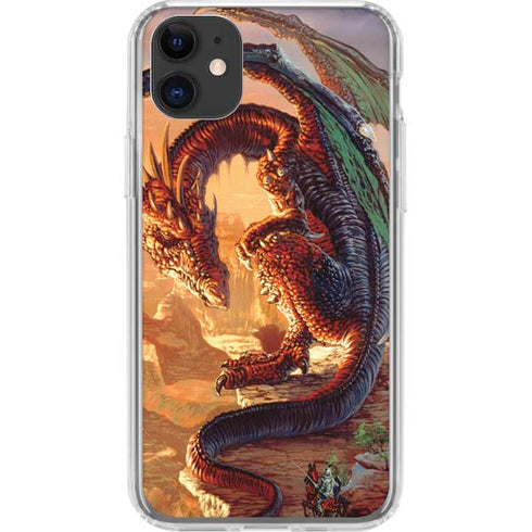 Bravery Misplaced Dragon and Knight by Ed Beard Jr iPhone 11 Clear Case