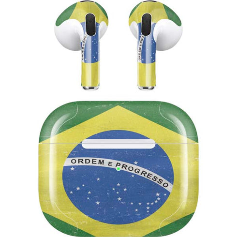 Brazil Flag Distressed Apple AirPods (3rd Gen 2021) Skin