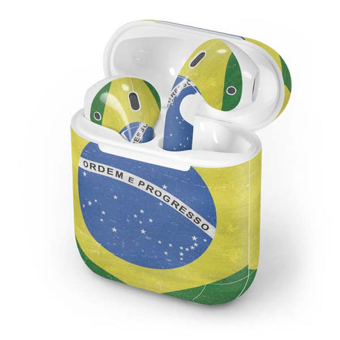 Brazil Flag Distressed Apple AirPods Skin