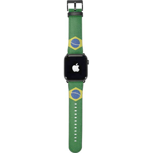 Brazil Flag Distressed Apple Watch Band 42-44mm