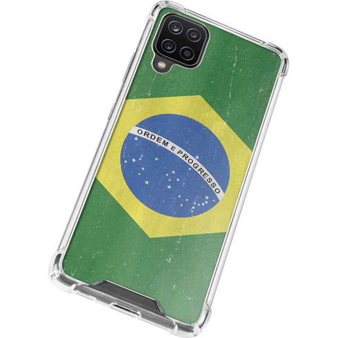 Brazil Flag Distressed Galaxy A12 Clear Case