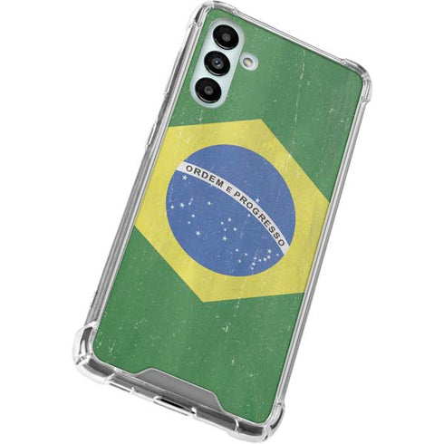 Brazil Flag Distressed Galaxy A13 5G Clear Case