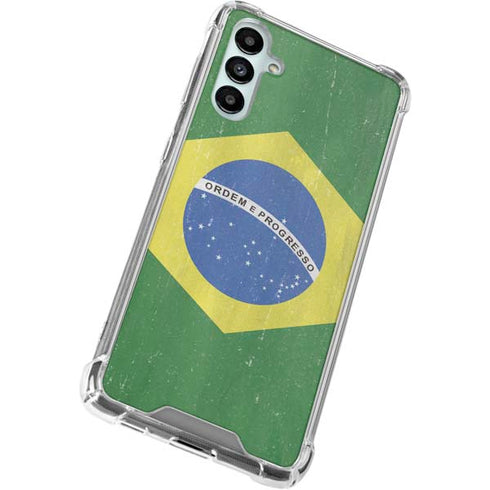 Brazil Flag Distressed Galaxy A14 5G Clear Case
