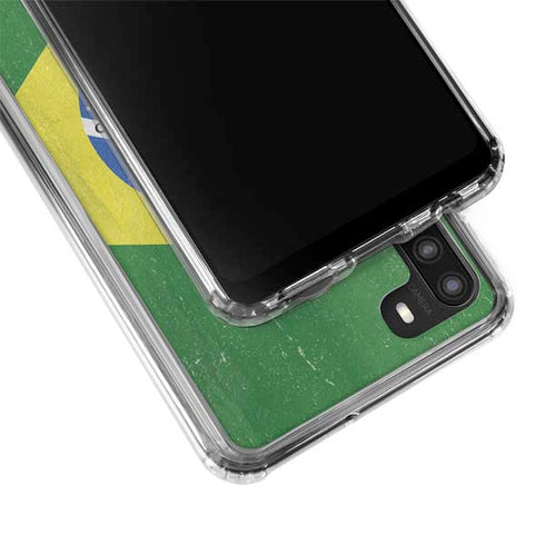 Brazil Flag Distressed Galaxy A21 Clear Case