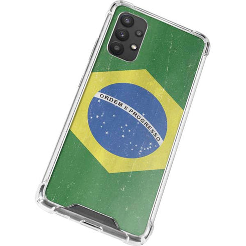 Brazil Flag Distressed Galaxy A32 5G Clear Case